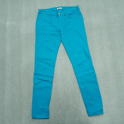 #ad Fire Jeans Junior Size 5 Green Teal Turquoise Skinny Slim Cotton Blend $10.70