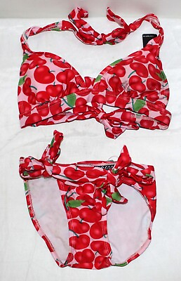 #ad Ladies Teens InGear 2Pc. Swimsuit Set Pink amp; Red Cherry Mixed Size $5.95