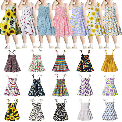 #ad Summer Dress for Girls Party Floral Kid Clothes Baby Girls Beach Princes Dresses $9.89