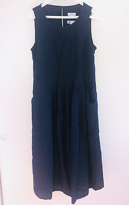 #ad Malvin I Love Linen Sleeveless Midi 100% Linen Navy Blue Dress Size 10 $21.21