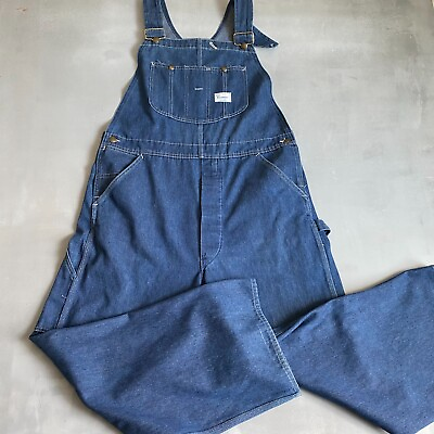 #ad Vintage Sears Tradewear Overalls Jeans Mens 38 x 26 High Waisted Union made blue $24.77