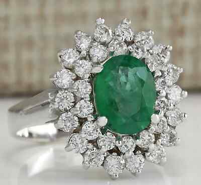 #ad 14KT Gold With 1.90 Carat Natural Zambian Emerald amp; IGI Certified Diamond Ring $372.75