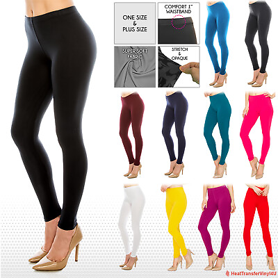 Womens Buttery Soft Premium Solid Color Leggings One Size and Plus Size $11.69