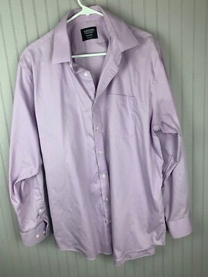 Nordstrom Size 17 Mens Shirt Lavender Traditional Fit Non Iron Button Up $10.87