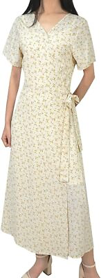 #ad Casual Floral Short Sleeve V Neck Boho Ruffle Dress Beach Vacation Size:XL $19.99
