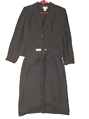 #ad Alfani Skirt Suit Dress Jacket Size 6 Womens wpl 8046 Black White Pinstripes $26.99