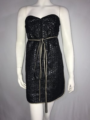 #ad Marc Jacob Mini Cocktail Dress Strapless Metallic Size 4 $34.49