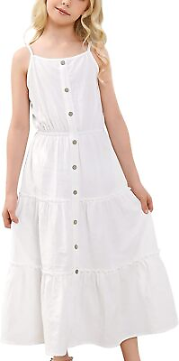 GERU Girls Summer Spaghetti Strap Tiered Dress Casual A Line Flowy Maxi Sundress $60.59
