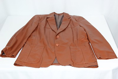#ad The Leather Shop Vintage Sears Brown Men#x27;s 42R 70s Blazer Jacket $59.99