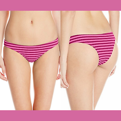 NEW Volcom Broken Lines Pink Striped Tiny Bikini Bottoms Small #3799 $26.99