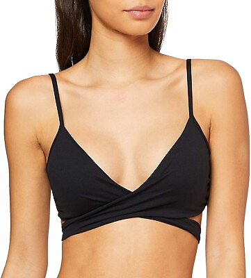 #ad Seafolly Women#x27;s 189831 Wrap Front Bralette Black Bikini Top Swimwear Size 4 $44.00