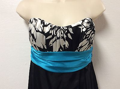 #ad Charlotte Russe Womens Strapless Cocktail Dress Size 7 Black Blue White 34 $16.99