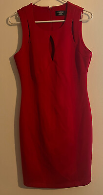 #ad Guess Los Angeles Red Cocktail Dress Sleeveless Size 10 Stretch Zip Lined Sexy $16.99
