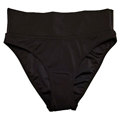 #ad Freya Swimwear Solid Black Bikini Bottom High Waist Size S $15.50