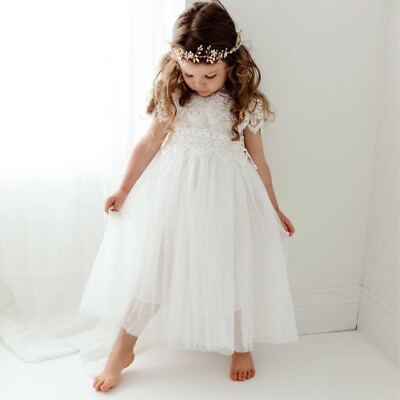 #ad Girl Princess Party Kid Clothes Western Style Elegant 3 10T Lace Flower Dresses $56.57