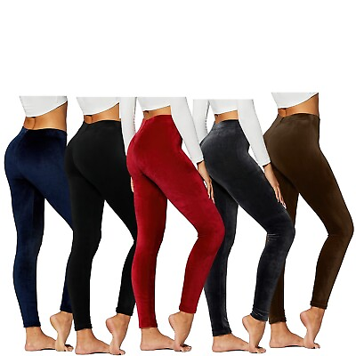 Women#x27;s Winter Warm Solid Buttery Soft Stretch Thick Velour Yoga Leggings Pants $26.99