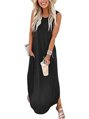 #ad ANRABESS Womens Sleeveless Loose Plain Maxi Dresses Casual Long Dresses for $7.99