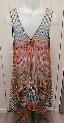 #ad #ad Paradise Womens XS S Multicolor Sheer Stretchy Swimsuit Pool Beach Cover Up $12.49