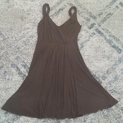 #ad Max And Cleo Women#x27;s Brown V Neck Sun Dress Size S $12.99