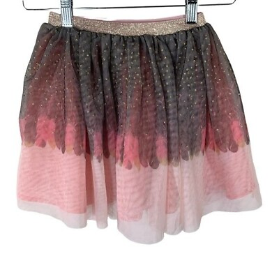 #ad H and M Skirt Girls Sz 7 Pink Gold Black Metallic Tutu Mesh Tulle Dots Casual $16.10