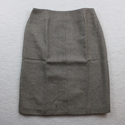 #ad Valerie Stevens Back Zip Pencil Skirt Petite Size 8P Striped Gray $18.69