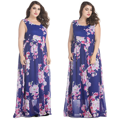 #ad Summer Women Long Maxi Dress Floral Sleeveless Beach Sundress Holiday Party Gown $43.56