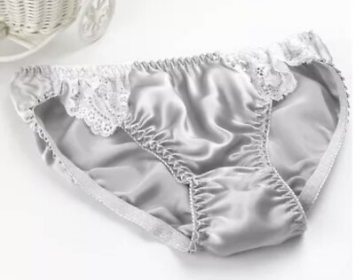 Luxury 100% mulberry silk panties briefs bikinis Size L Sliver $9.99