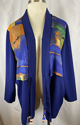 Vintage Sharon Anthony Woman Blue Artsy Top Plus Size 1X Boho Cover Up $19.99