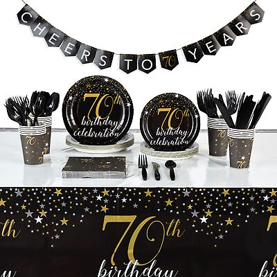 #ad #ad 170 Piece 70th Birthday Party Supplies and Decorations for Men Women Serves 24 $32.99