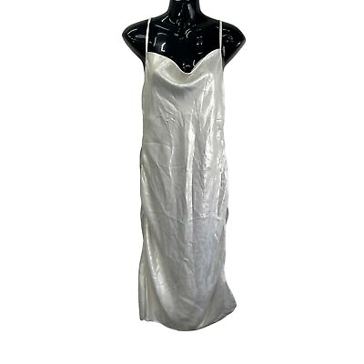 #ad Express adjustable strap silver sheen midi sleeveless dress party formal $9.99