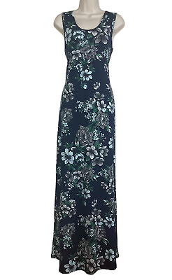 #ad #ad Lularoe Medium Black Floral Maxi Dress Sleeveless Round Neck Green Grey Long $20.95