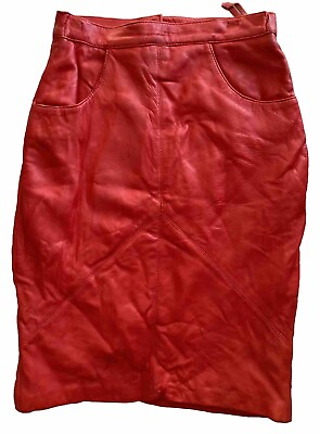 #ad VTG Lined Jawani Women’s Red Leather Pencil Skirt free Leather Item C Desc $23.50