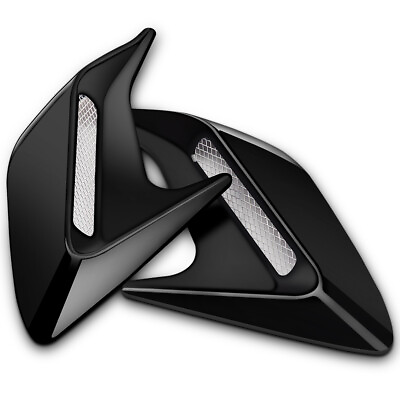 #ad 2pcs Car Decorative Side Vent Air Flow Fender Intake Sticker Black ABS $7.70