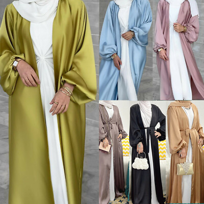 #ad Kaftan Open Cardigan Women Muslim Maxi Dress Robe Abaya Dubai Ramadan Caftan Eid $32.85