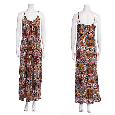 #ad Rachel Zoe Floral Print Boho Maxi Dress Sleeveless Sundress Bohemian Medium $175 $19.95