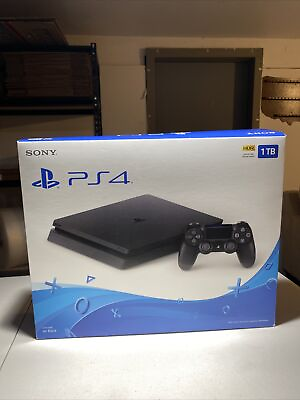 #ad Sony PlayStation 4 PS4 Slim 1TB Console Jet Black In Box Near Mint $194.00