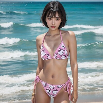 #ad Cute Hello Kitty Bikini Swimwear Women 2 Piece Bra Thong Bathing Girls Underwear $15.49