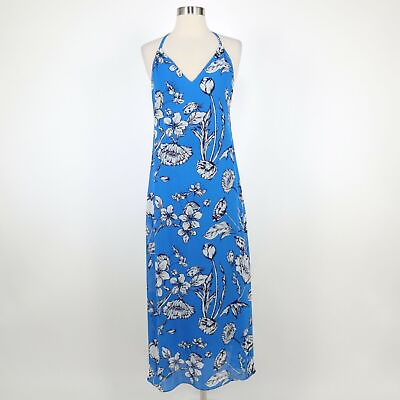#ad Alice Olivia Maxi Dress XS Floral Blue White Lady Bug Garden V Neck Racerback $79.90