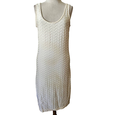 #ad Cream Sleeveless Bodycon Cocktail Dress Size 10 $18.75
