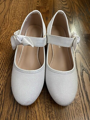 Adamumu Girls White Glitter Heel Shoes Size 2 $10.00