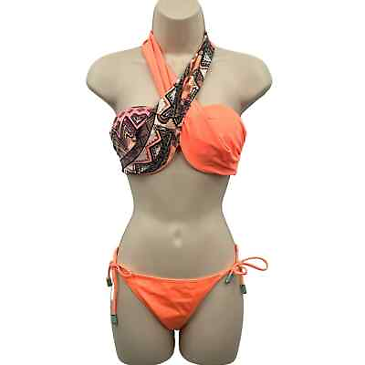 #ad NEW Hamp;M Tribal Print Bikini Orange Multicolor Size 34 D 4 $35.00