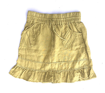 #ad Athleta Gold Linen Ruffle Skirt Pockets Sz 6 $21.00