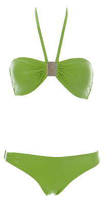 #ad NAILA Women#x27;s Green Agra Bandeau Bikini Set AGREN Sz Extra Small $130 NEW $19.48