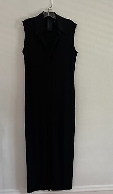 #ad KamaliKulture Norma Kamali Maxi Dress Black Sleeveless V Neck Stretch Women’s M $28.00