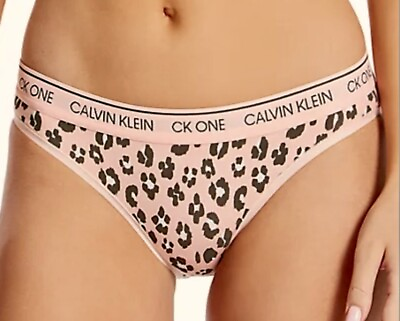 CALVIN KLEIN CK One Cotton Peach Melba Cheetah Print Bikini Panty Women XS 4 M 6 $17.58
