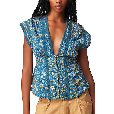 #ad Free People Womens Floral Print Lace Boho Blouse Shirt BHFO 0052 $43.20