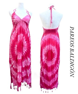 #ad Pareos Baldigón Pink Tie dye Maxi backless dress $28.00