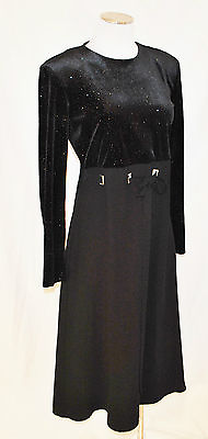 #ad CHIC Classy Black Glitter Belted Dressy Evening Formal Cocktail Party Dress 10 $66.25