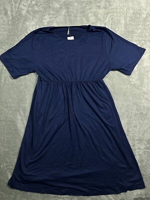 #ad #ad NWT Womens Plus Dresses 2X Blue T Shirt Dress Navy Knit Allegrace Short Sleeve $21.50