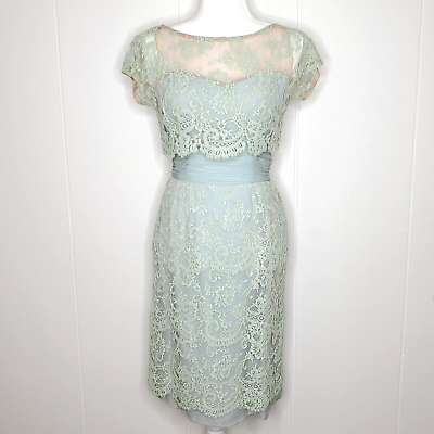 Vintage 1950#x27;s Floral Mint Green Cocktail Dress Woman#x27;s Size Small Please Read $84.99